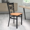 image:imageFlash Furniture HERCULES Series Black X Back Metal Restaurant Chair  Natural Wood SeatNatural Wood SeatBlack Metal Frame