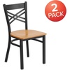 image:imageFlash Furniture HERCULES Series Black X Back Metal Restaurant Chair  Natural Wood SeatNatural Wood SeatBlack Metal Frame