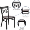 image:imageFlash Furniture HERCULES Series Black X Back Metal Restaurant Chair  Natural Wood SeatWalnut Wood SeatBlack Metal Frame