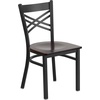 image:imageFlash Furniture HERCULES Series Black X Back Metal Restaurant Chair  Natural Wood SeatWalnut Wood SeatBlack Metal Frame