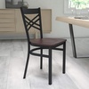 image:imageFlash Furniture HERCULES Series Black X Back Metal Restaurant Chair  Natural Wood SeatWalnut Wood SeatBlack Metal Frame