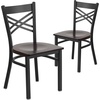 image:imageFlash Furniture HERCULES Series Black X Back Metal Restaurant Chair  Natural Wood SeatWalnut Wood SeatBlack Metal Frame
