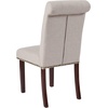 image:imageFlash Furniture HERCULES Series Brown LeatherSoft Parsons Chair with Rolled Back Accent Nail Trim and Walnut FinishBeige Fabric