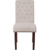 image:imageFlash Furniture HERCULES Series Brown LeatherSoft Parsons Chair with Rolled Back Accent Nail Trim and Walnut FinishBeige Fabric