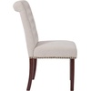 image:imageFlash Furniture HERCULES Series Brown LeatherSoft Parsons Chair with Rolled Back Accent Nail Trim and Walnut FinishBeige Fabric