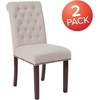 image:imageFlash Furniture HERCULES Series Brown LeatherSoft Parsons Chair with Rolled Back Accent Nail Trim and Walnut FinishBeige Fabric
