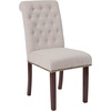 image:imageFlash Furniture HERCULES Series Brown LeatherSoft Parsons Chair with Rolled Back Accent Nail Trim and Walnut FinishBeige Fabric