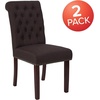 image:imageFlash Furniture HERCULES Series Brown LeatherSoft Parsons Chair with Rolled Back Accent Nail Trim and Walnut FinishBrown Fabric