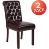 image:imageFlash Furniture HERCULES Series Brown LeatherSoft Parsons Chair with Rolled Back Accent Nail Trim and Walnut FinishBrown Leathersoft