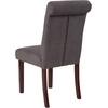 image:imageFlash Furniture HERCULES Series Brown LeatherSoft Parsons Chair with Rolled Back Accent Nail Trim and Walnut FinishDark Gray Fabric