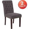 image:imageFlash Furniture HERCULES Series Brown LeatherSoft Parsons Chair with Rolled Back Accent Nail Trim and Walnut FinishDark Gray Fabric