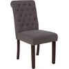 image:imageFlash Furniture HERCULES Series Brown LeatherSoft Parsons Chair with Rolled Back Accent Nail Trim and Walnut FinishDark Gray Fabric