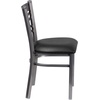 image:imageFlash Furniture HERCULES Series Clear Coated X Back Metal Restaurant Chair  Mahogany Wood SeatBlack Vinyl SeatClear Coated Metal Frame