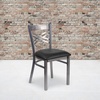 image:imageFlash Furniture HERCULES Series Clear Coated X Back Metal Restaurant Chair  Mahogany Wood SeatBlack Vinyl SeatClear Coated Metal Frame