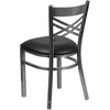 image:imageFlash Furniture HERCULES Series Clear Coated X Back Metal Restaurant Chair  Mahogany Wood SeatBlack Vinyl SeatClear Coated Metal Frame