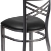 image:imageFlash Furniture HERCULES Series Clear Coated X Back Metal Restaurant Chair  Mahogany Wood SeatBlack Vinyl SeatClear Coated Metal Frame
