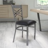 image:imageFlash Furniture HERCULES Series Clear Coated X Back Metal Restaurant Chair  Mahogany Wood SeatBlack Vinyl SeatClear Coated Metal Frame
