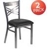 image:imageFlash Furniture HERCULES Series Clear Coated X Back Metal Restaurant Chair  Mahogany Wood SeatBlack Vinyl SeatClear Coated Metal Frame