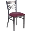 image:imageFlash Furniture HERCULES Series Clear Coated X Back Metal Restaurant Chair  Mahogany Wood SeatBurgundy Vinyl SeatClear Coated Metal Frame
