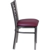 image:imageFlash Furniture HERCULES Series Clear Coated X Back Metal Restaurant Chair  Mahogany Wood SeatBurgundy Vinyl SeatClear Coated Metal Frame