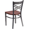 image:imageFlash Furniture HERCULES Series Clear Coated X Back Metal Restaurant Chair  Mahogany Wood SeatCherry Wood SeatClear Coated Metal Frame