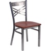 image:imageFlash Furniture HERCULES Series Clear Coated X Back Metal Restaurant Chair  Mahogany Wood SeatCherry Wood SeatClear Coated Metal Frame