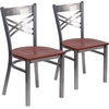 image:imageFlash Furniture HERCULES Series Clear Coated X Back Metal Restaurant Chair  Mahogany Wood SeatCherry Wood SeatClear Coated Metal Frame