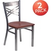 image:imageFlash Furniture HERCULES Series Clear Coated X Back Metal Restaurant Chair  Mahogany Wood SeatCherry Wood SeatClear Coated Metal Frame