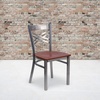 image:imageFlash Furniture HERCULES Series Clear Coated X Back Metal Restaurant Chair  Mahogany Wood SeatCherry Wood SeatClear Coated Metal Frame