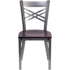 image:imageFlash Furniture HERCULES Series Clear Coated X Back Metal Restaurant Chair  Mahogany Wood SeatMahogany Wood SeatClear Coated Metal Frame