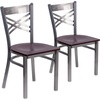 image:imageFlash Furniture HERCULES Series Clear Coated X Back Metal Restaurant Chair  Mahogany Wood SeatMahogany Wood SeatClear Coated Metal Frame