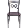 image:imageFlash Furniture HERCULES Series Clear Coated X Back Metal Restaurant Chair  Mahogany Wood SeatMahogany Wood SeatClear Coated Metal Frame