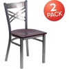 image:imageFlash Furniture HERCULES Series Clear Coated X Back Metal Restaurant Chair  Mahogany Wood SeatMahogany Wood SeatClear Coated Metal Frame