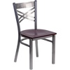 image:imageFlash Furniture HERCULES Series Clear Coated X Back Metal Restaurant Chair  Mahogany Wood SeatMahogany Wood SeatClear Coated Metal Frame