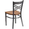 image:imageFlash Furniture HERCULES Series Clear Coated X Back Metal Restaurant Chair  Mahogany Wood SeatNatural Wood SeatClear Coated Metal Frame
