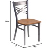 image:imageFlash Furniture HERCULES Series Clear Coated X Back Metal Restaurant Chair  Mahogany Wood SeatNatural Wood SeatClear Coated Metal Frame