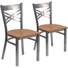 image:imageFlash Furniture HERCULES Series Clear Coated X Back Metal Restaurant Chair  Mahogany Wood SeatNatural Wood SeatClear Coated Metal Frame