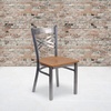 image:imageFlash Furniture HERCULES Series Clear Coated X Back Metal Restaurant Chair  Mahogany Wood SeatNatural Wood SeatClear Coated Metal Frame