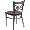 image:imageFlash Furniture HERCULES Series Clear Coated X Back Metal Restaurant Chair  Mahogany Wood SeatWalnut Wood SeatClear Coated Metal Frame