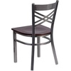image:imageFlash Furniture HERCULES Series Clear Coated X Back Metal Restaurant Chair  Mahogany Wood SeatWalnut Wood SeatClear Coated Metal Frame