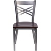 image:imageFlash Furniture HERCULES Series Clear Coated X Back Metal Restaurant Chair  Mahogany Wood SeatWalnut Wood SeatClear Coated Metal Frame