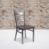 image:imageFlash Furniture HERCULES Series Clear Coated X Back Metal Restaurant Chair  Mahogany Wood SeatWalnut Wood SeatClear Coated Metal Frame