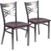 image:imageFlash Furniture HERCULES Series Clear Coated X Back Metal Restaurant Chair  Mahogany Wood SeatWalnut Wood SeatClear Coated Metal Frame