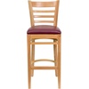 image:imageFlash Furniture HERCULES Series Ladder Back Natural Wood Restaurant Barstool  Burgundy Vinyl Seat