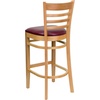 image:imageFlash Furniture HERCULES Series Ladder Back Natural Wood Restaurant Barstool  Burgundy Vinyl Seat