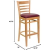 image:imageFlash Furniture HERCULES Series Ladder Back Natural Wood Restaurant Barstool  Burgundy Vinyl Seat