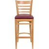 image:imageFlash Furniture HERCULES Series Ladder Back Natural Wood Restaurant Barstool  Burgundy Vinyl Seat