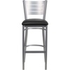 image:imageFlash Furniture HERCULES Series Silver Slat Back Metal Restaurant Barstool  Black Vinyl SeatBlack Vinyl SeatSilver Frame