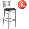 image:imageFlash Furniture HERCULES Series Silver Slat Back Metal Restaurant Barstool  Black Vinyl SeatBlack Vinyl SeatSilver Frame