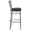 image:imageFlash Furniture HERCULES Series Silver Slat Back Metal Restaurant Barstool  Black Vinyl SeatBlack Vinyl SeatSilver Frame